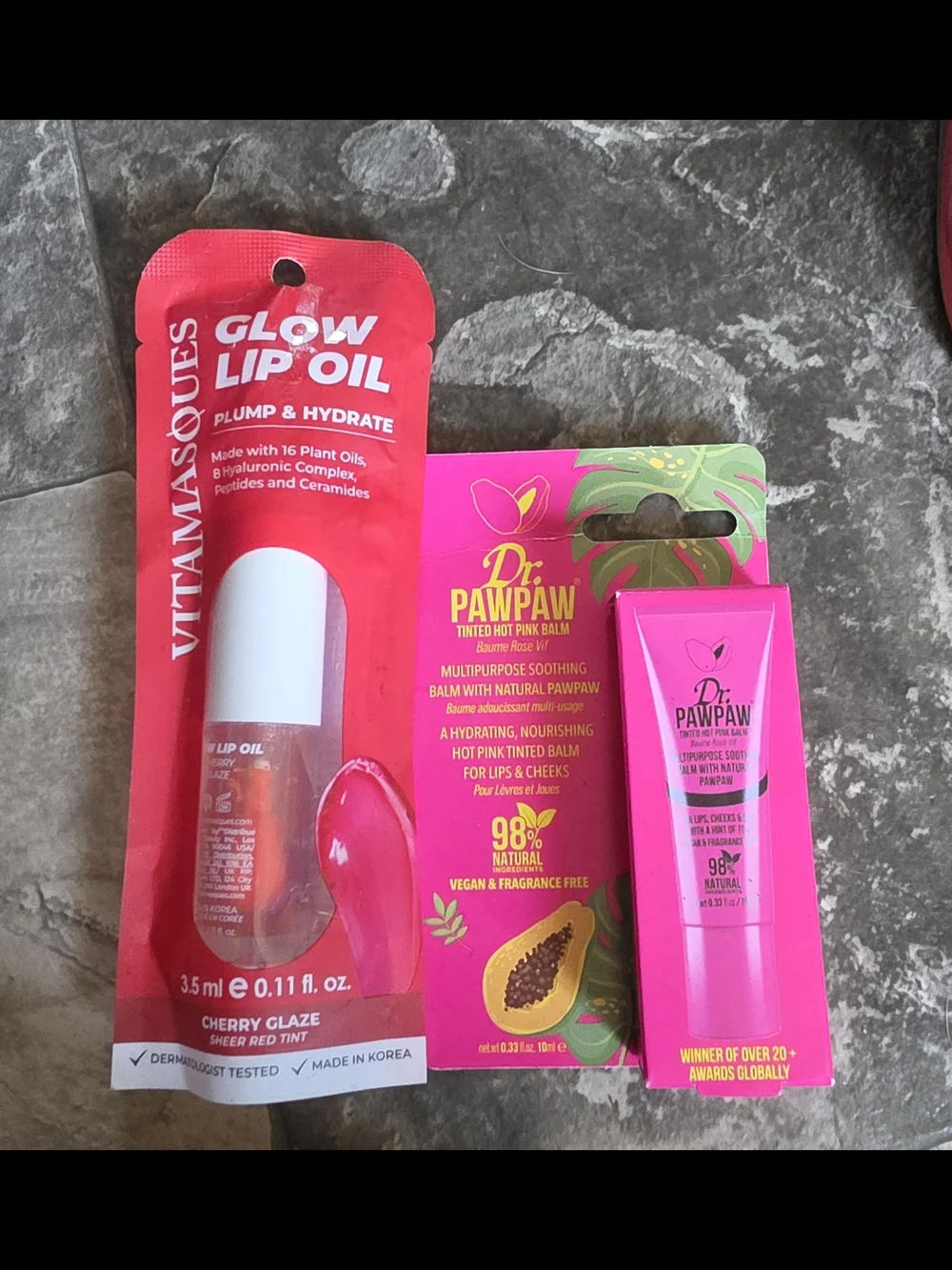 VITAMASQUES & Dr. PAWPAW Lip Care Duo — Cherry Glaze & Hot Pink BNIB
